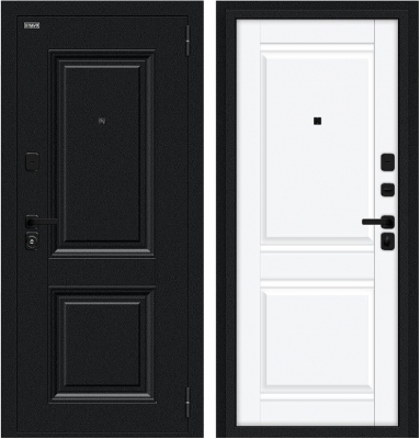 Дверь Браво Некст МФ/SBlack Букле черное/White Silk