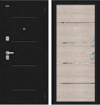 Дверь Браво Лайн/BChrome Букле черное/Cappuccino Melinga